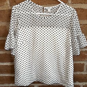 Jcrew ruffle sleeve black and white blouse size M